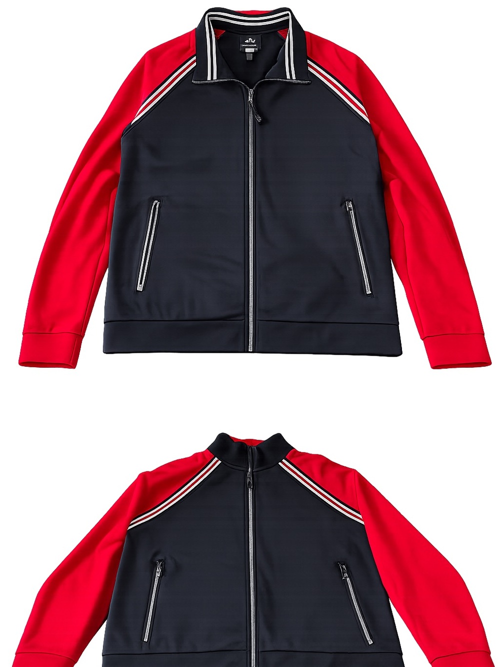 Armani Exchange Red and Black Lightweight Zip-Front Shirt Jacket